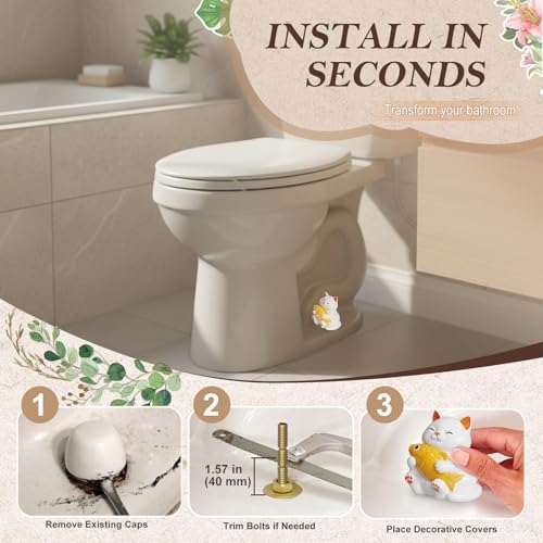 boeemi Ceramic Cat Toilet Bolt Covers Decorative, Tool-Free Install 2 Pack - Image 4
