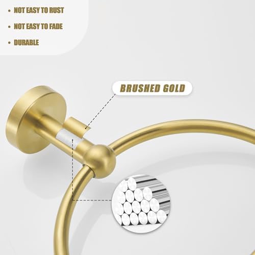 Leyden Toilet Paper Holder Towel Ring Brushed Gold Bathroom Hardware Hand Towel - Image 6