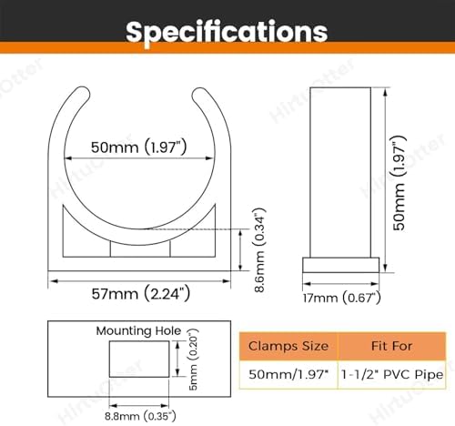 U-Shaped PVC Pipe Clamps Hanger White 50mm/1.97" - Image 2