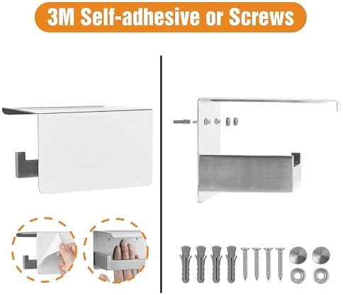 HITSLAM Toilet Roll Holder Brushed Nickel, Adhesive Wall Mount, No Rotate - Image 4