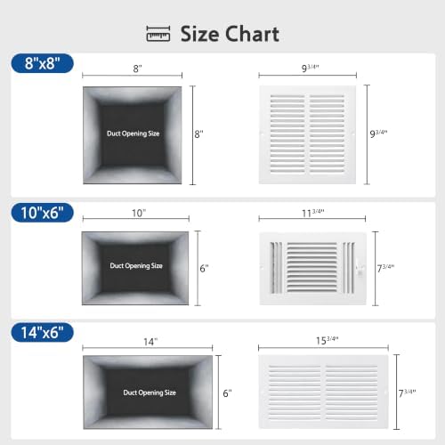 Steel Return Air Grille, Fits Universal Duct Opening, Stamped Durable Steel - Image 3