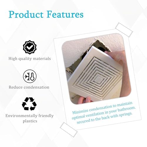 12x12 In White Bathroom Exhaust Fan Cover, Square Vent Grille - Image 6