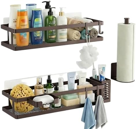 PUSDON 5-in-1 16.5" Extra Long Kitchen Organizer & Shower Caddy Set, Wall Mount - Image 3