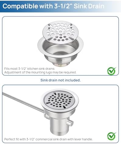 3-1/2" Flat Strainer for Commercial Sink Waste Valve Lever Drain - Image 3