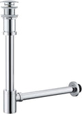 Brass Round Bottle P-Trap with Pop Up Drain Stopper, 1 1/4 Adjustable Basin by SEABEFORE