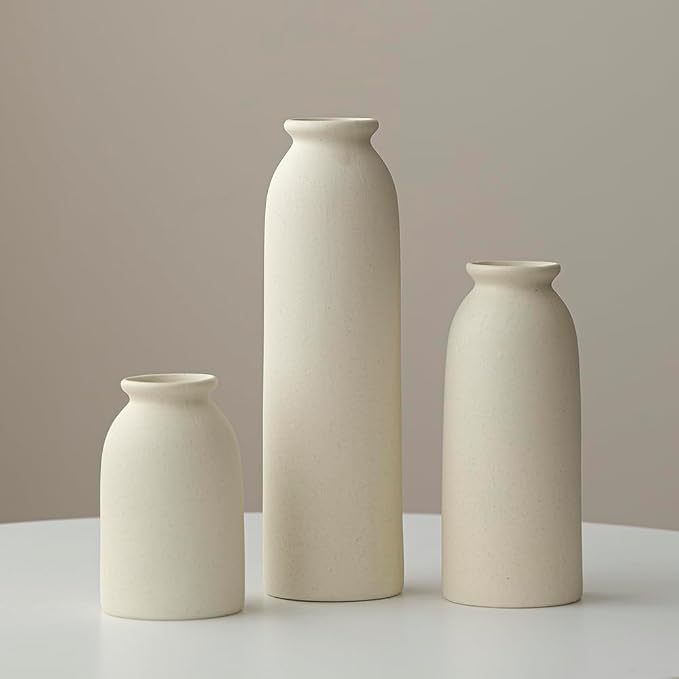 10.4 inches Tall Decorative Ceramic Vase Set, 3 Pieces, 10 inches Nordic Modern - Image 6