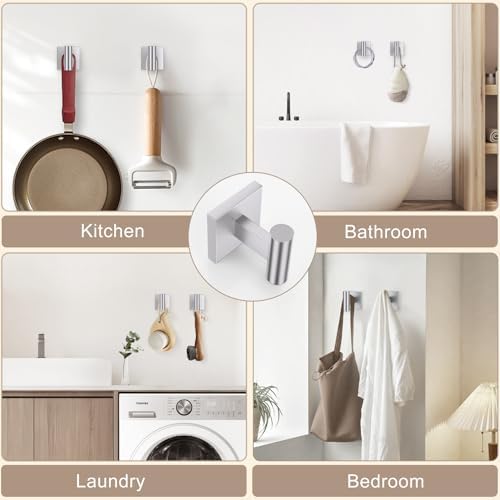 Brushed Nickel Bathroom Accessories, Toilet Paper Holder, Towel Ring & Hook - Image 5