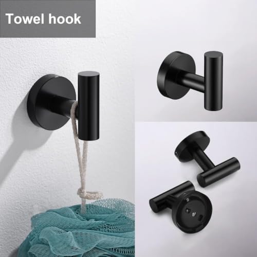 5 Pieces Matte Black Bathroom Hardware Accessories Set, 24 Inch SUS304 - Image 5