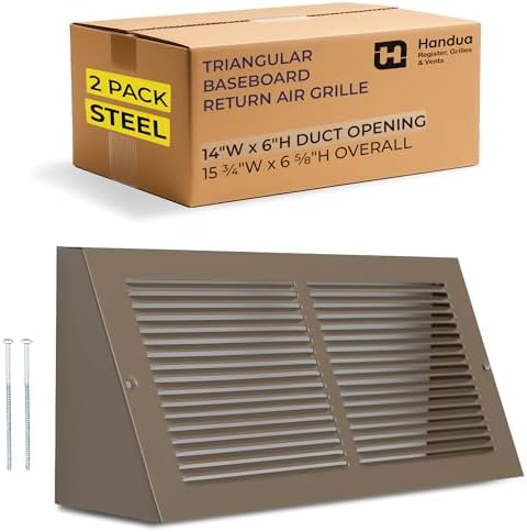Fits 14x6 Duct Opening | Steel Triangular Baseboard Return Air Grille by Handua by Handua