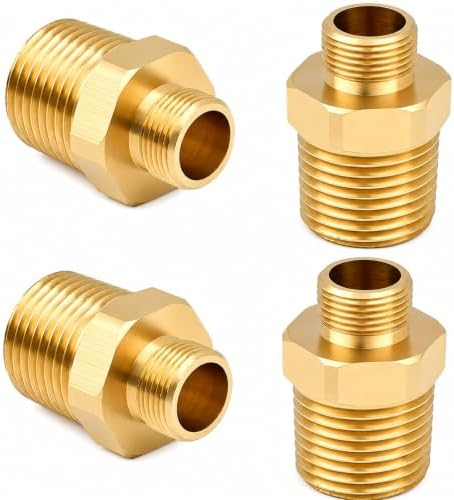 4 Pack 1/2" MNPT to 3/8" Compression Brass Faucet Adapter by Tsinghwang