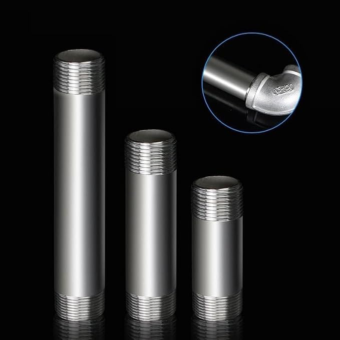 304 Stainless Steel Nipple Pipe Fitting 3/8" NPT X 3/8" NPT Male Thread Cast - Image 5