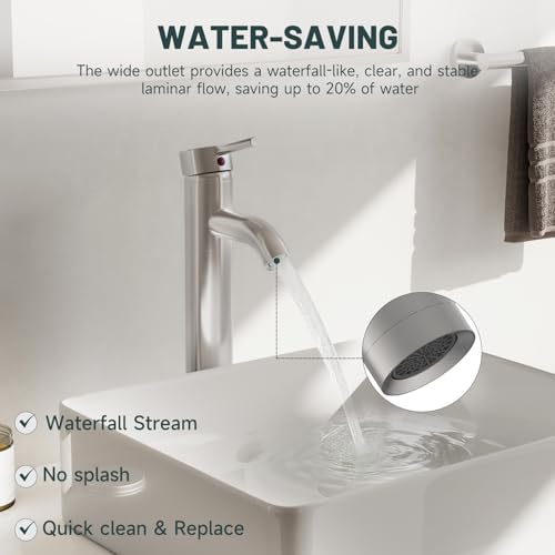 Bathroom Faucet, Vessel Sink Faucet, Brushed Nickel - Image 6