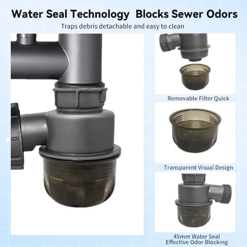 2 Pack Visible Sink Trap 1-1/2" Water Seal P Trap Replacement, Removable Anti - Image 3