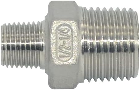 1/2" x 1/4" Male Threaded Reducing Nipple Fitting/Adapter, Stainless Steel - Image 2