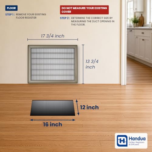 Fits 12x16 and 16x12 Duct Opening | Return Air Floor Grille by Handua | - Image 2