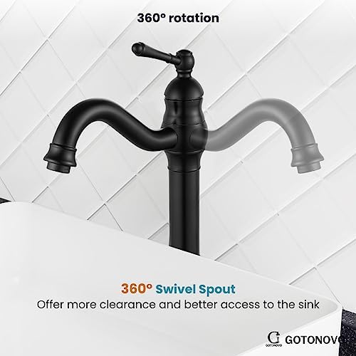 gotonovo Vintage Bathroom Vessel Sink Faucet, Matte Black, - Image 5