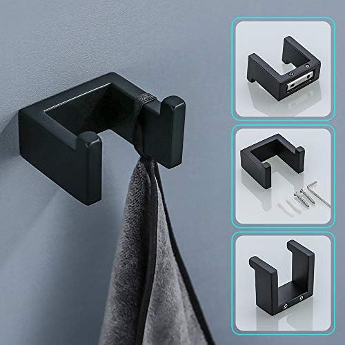 4 Pieces Bathroom Hardware Accessories Set Black Towel Bar Towel Holder Robe - Image 5