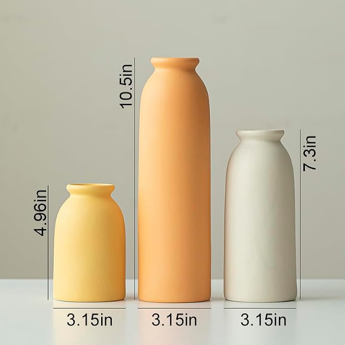 10.4 inches Tall Decorative Ceramic Vase Set, 3 Pieces, 10 inches Nordic Modern - Image 3