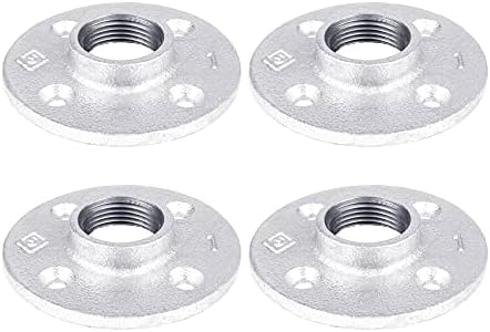 PIPE DECOR 1 in. Floor Flange, Authentic Galvanized Malleable Iron, 4 Pack by PipeD%C3%A9cor