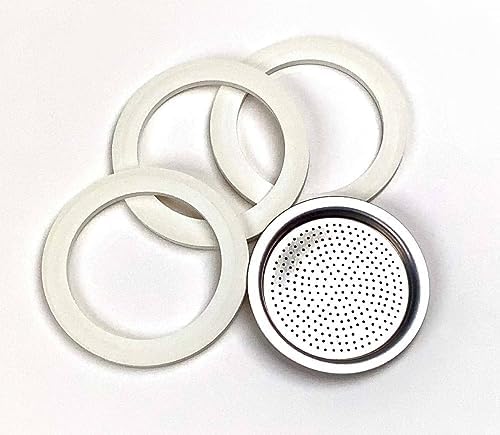 Tredoni 3 Rubber Seals/Rings+Filter -Replacement- Sizes 1, 14 Cup Espresso - Image 2