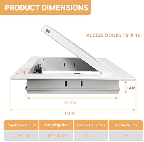 Access Panel for Drywall, 16 x 16 inch Wall Hole Cover Aluminum Alloy White - Image 2