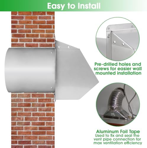 6 Inch Wall Vent Cover, Exterior Wall Vent Hood - Image 5