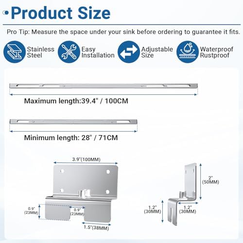 28.0-39.4 in Heavy Duty Undermount Sink Support, 2 Packs - Image 4