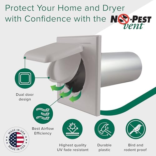 NO-PEST VENT Dual Door Dryer Vent Cover 4 Inch Outdoor, Made in USA, Highest - Image 2