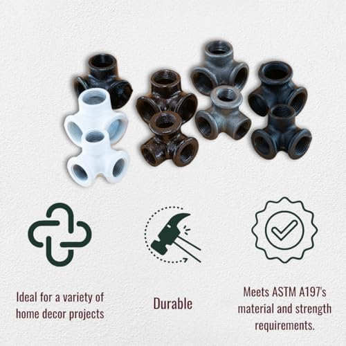 3/4" 3-WAY ELBOW Industrial Threaded Black Iron Pipe Fittings; Black Semigloss - Image 6