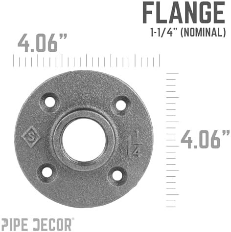 PIPE DECOR 1-1/4" Malleable Iron Floor Flange 4 Pack, Industrial Steel Grey - Image 3