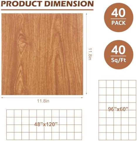 AKOLAFE 40 Sheet Vinyl Flooring 12x12 Inch Peel and Stick Floor Tile Waterproof - Image 2