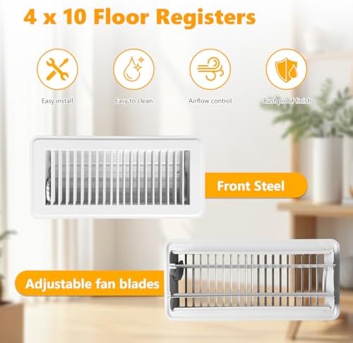 4 Pack Floor Vent Covers, Floor Register 4" x 10", Adjustable Decorative Vent - Image 3