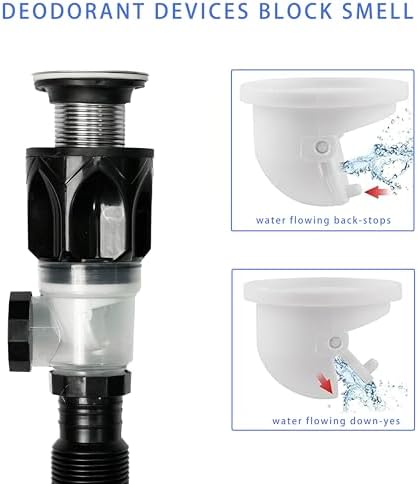 Bathroom Sink Drain Kit with Flexible Expandable P-Trap Sink Drain Pipe Tube - Image 4
