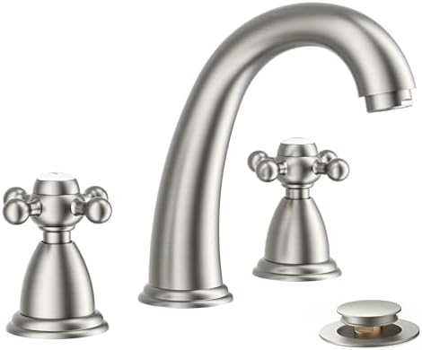 FORIOUS Bathroom Faucet 3 Hole 8 Inch Widespread Sink Brushed Nickel by FORIOUS