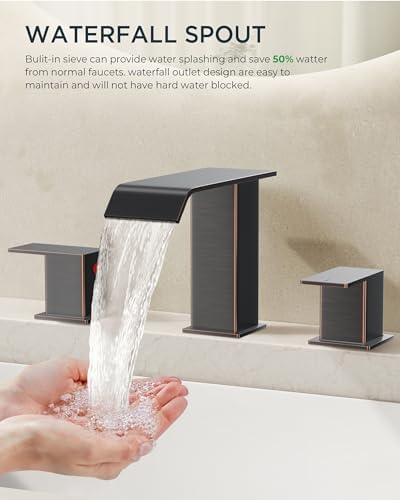 FORIOUS Bathroom Faucets 3 Hole 8 Inch Widespread Sink Oil Rubbed Bronze - Image 4
