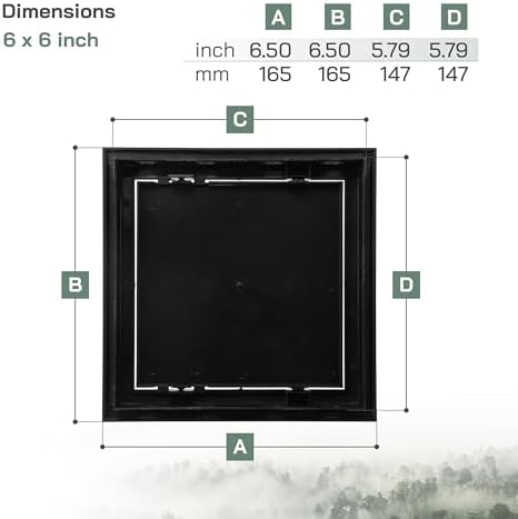 Vent Systems 6 x 6 Inch Anthracite ABS Plastic Access Panel - Image 2