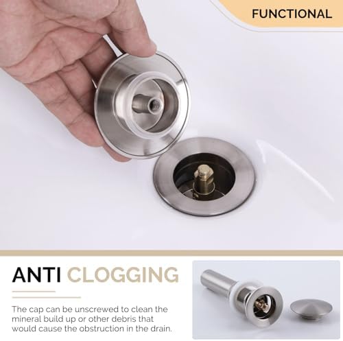 Angle Simple Bathroom Sink Stopper, Brass Pop Up Sink Drain, Brushed Nickel - Image 7