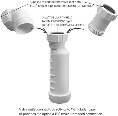 Self-Sealing Waterless P Trap 1-1/2", One Way Sanitary HepvO Waste Valve - Image 2