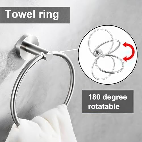 6 Pieces Brushed Nickel Bathroom Hardware Accessories Set, SUS304 Stainless - Image 5