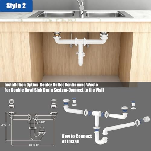 （1 Pack） Yariwiz 1-1/2 inch White Kitchen Sink Drain Kit - Image 3