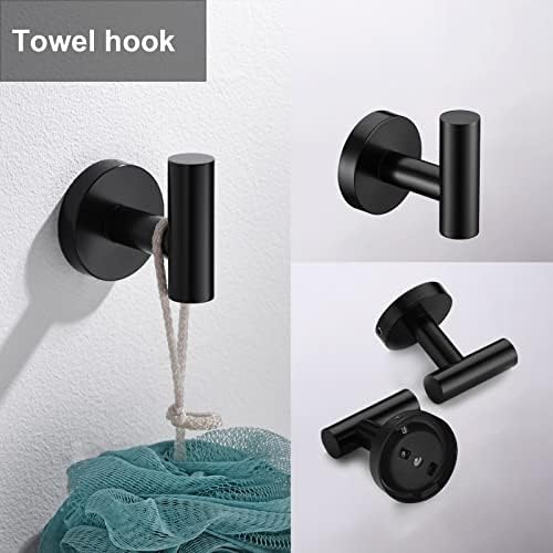 5 Pieces Matte Black Bathroom Hardware Accessories Set Hand Towel Ring 16 inch - Image 5