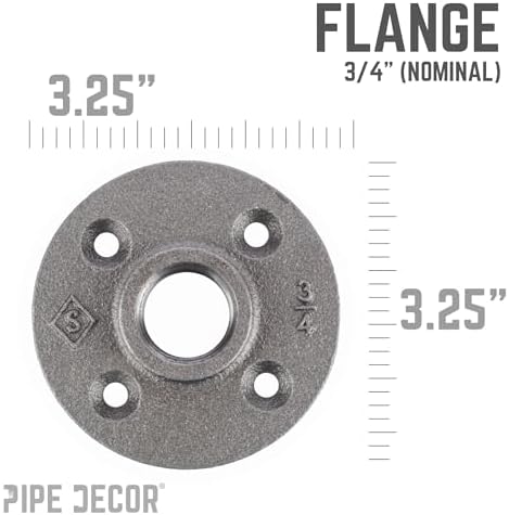 PIPE DECOR 3/4" Malleable Iron Floor Flange, Industrial Steel Grey Fits - Image 3