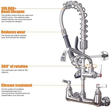 MSTJRY Commercial Faucet with Sprayer 20" Height, - Image 3