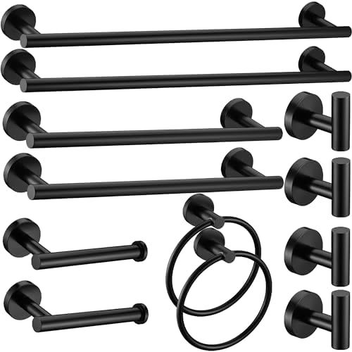 12 Pieces Matte Black Bathroom Hardware Accessories Set Hand Towel Ring 16&23.6 by Meetuniquestylesandneeds