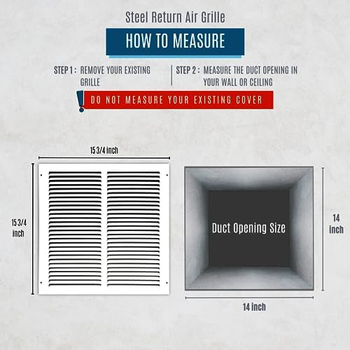 Fits 14x14 Duct Opening | Steel Return Air Grille by Handua | Vent Cover Grill - Image 2