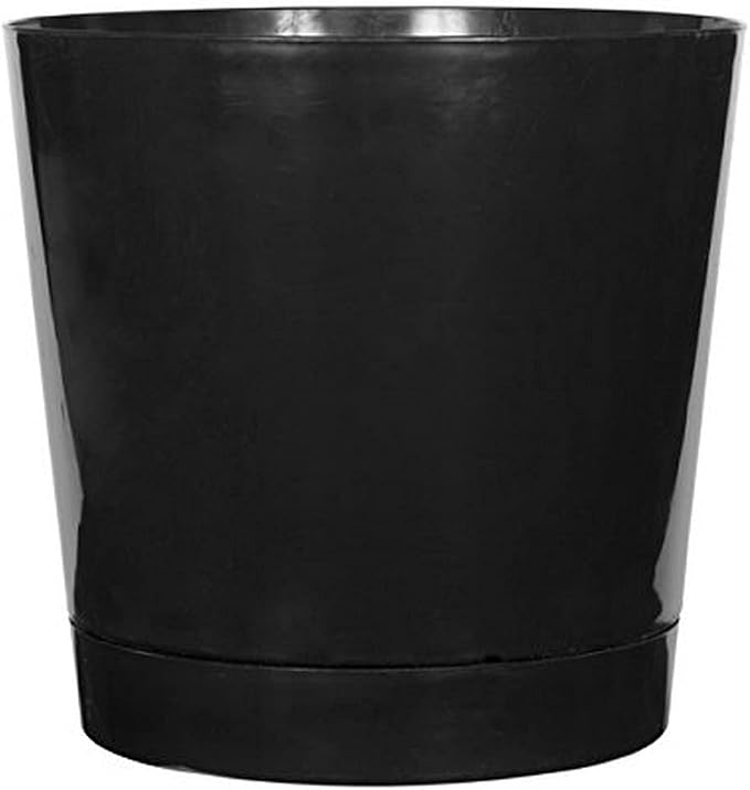 Novelty Root & Vessel Majestic Full Depth Round Cylinder Pot, Glossy Black by Novelty