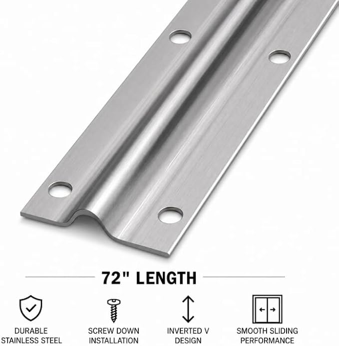 KC Hardware Stainless Steel Sliding Glass Door Screw Down Track, Inverted V - Image 4