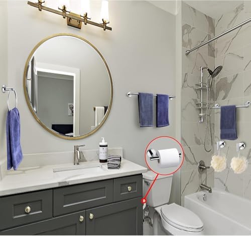 6 Pieces Polished Chrome Bathroom Hardware Accessories Set, SUS304 Stainless - Image 2