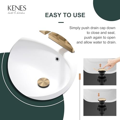 KENES Champagne Bronze Pop Up Bathroom Sink Drain Assembly - Image 5