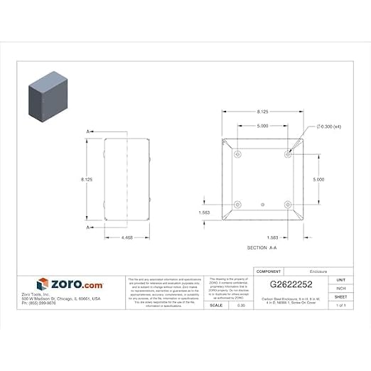 Wiegmann Captive Screws Electrical Enclosures, 8 in H, 4 in D, 8 in W, Steel - Image 3